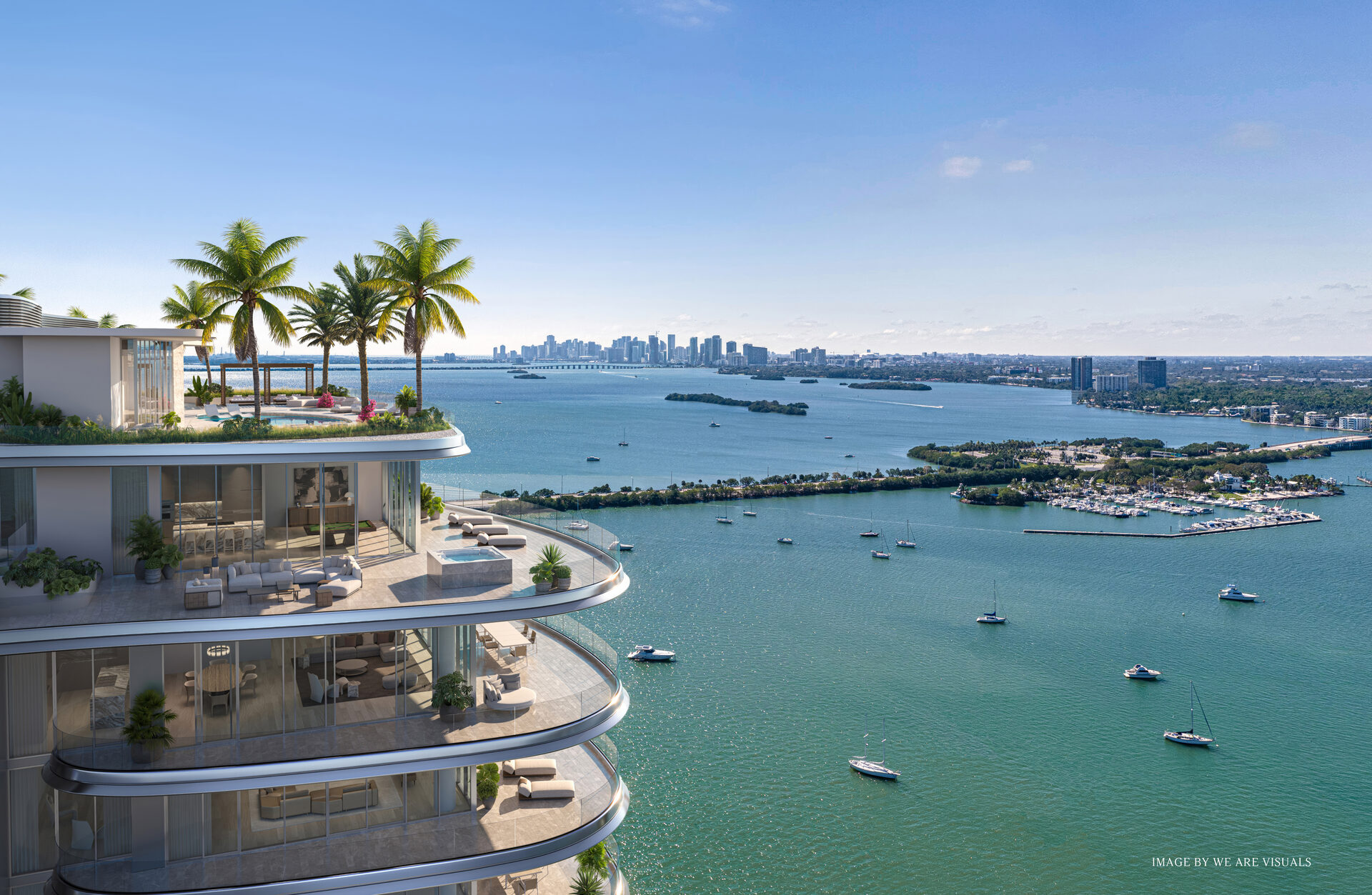 Pagani Residences developer rendering: Curved terraces overlooking the bay
