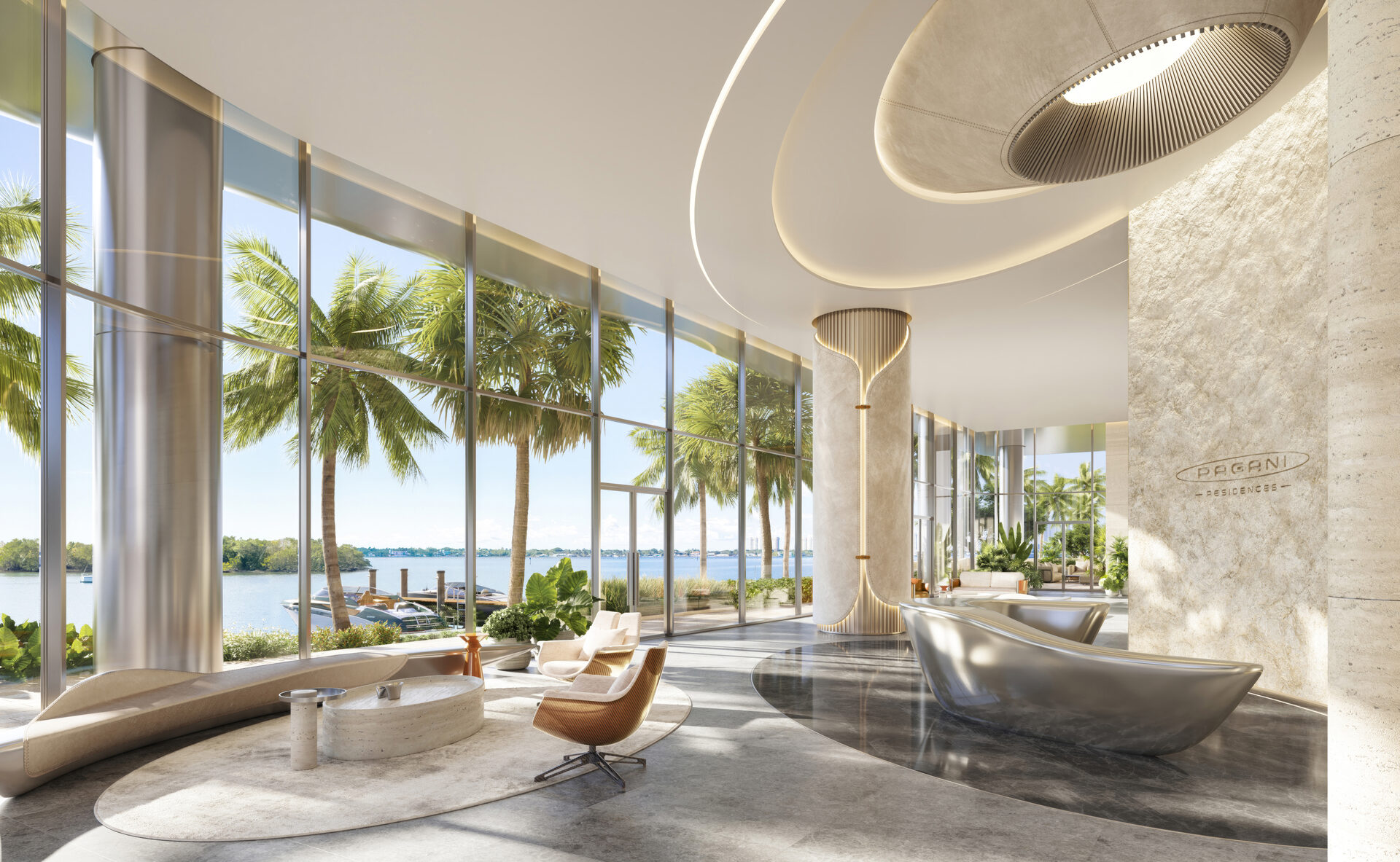 Pagani Residences developer rendering: Waterfront lobby seating