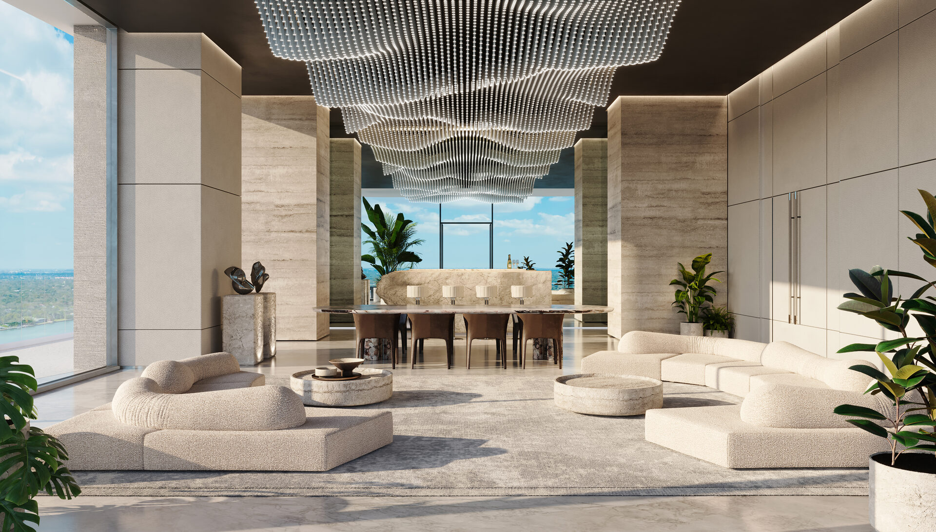 Pagani Residences developer rendering: Shared lounge with piano