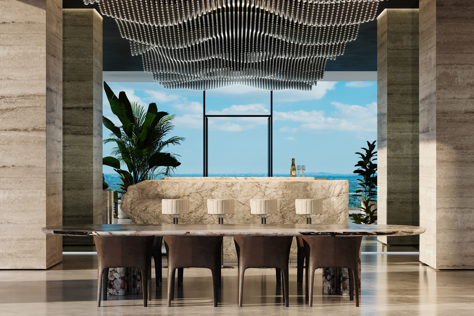 Pagani Residences developer rendering: Shared dining and bar area