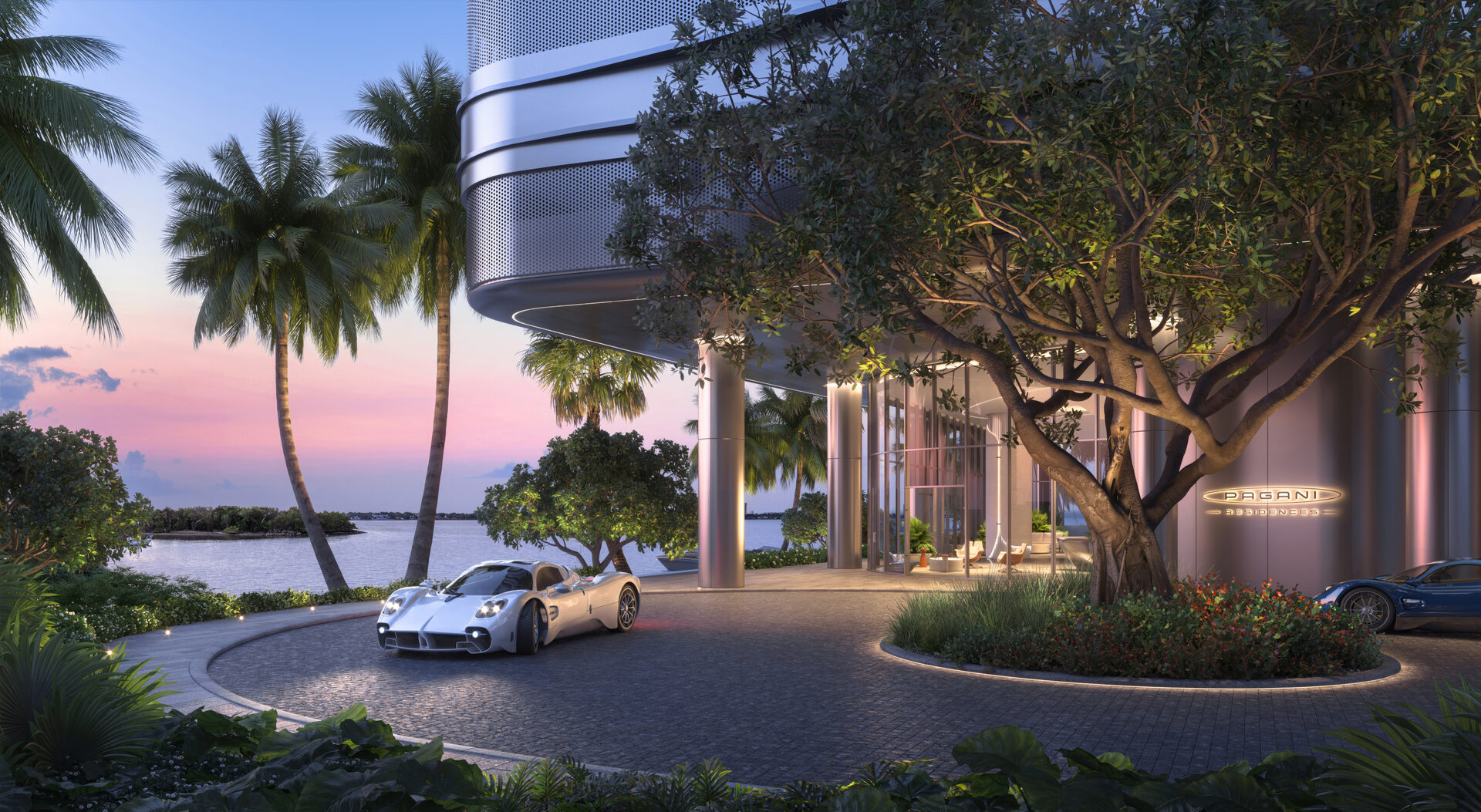 Pagani Residences developer rendering: Landscaped vehicle arrival